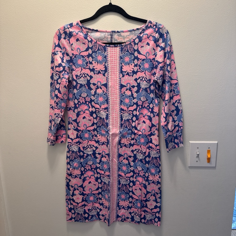 Lilly Pulitzer Vibrant Pink and Blue Long Sleeve Dress